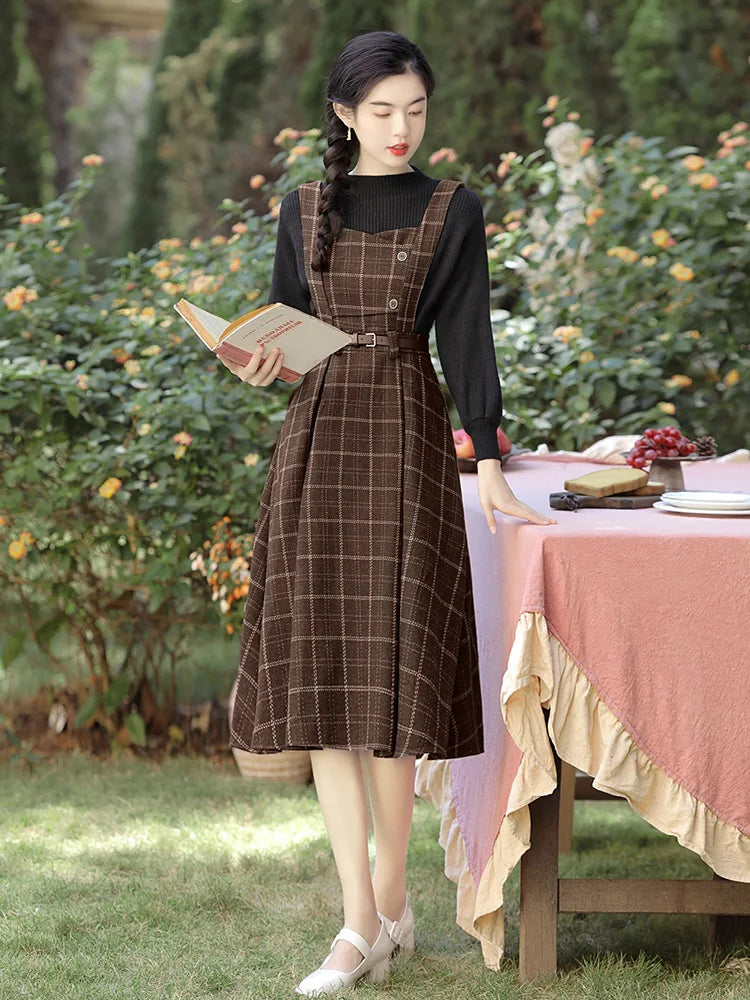 Fall Winter Plaid Dress