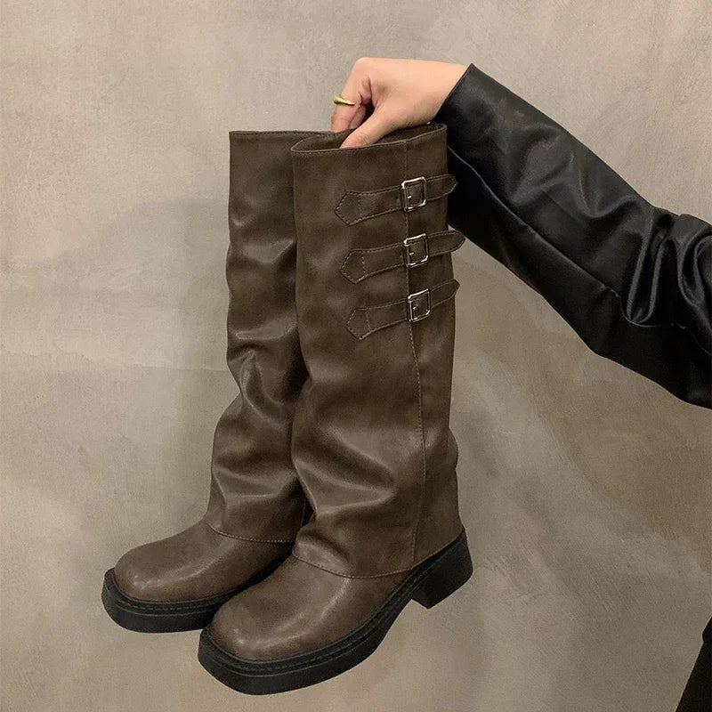 Retro Style Knee High Boots