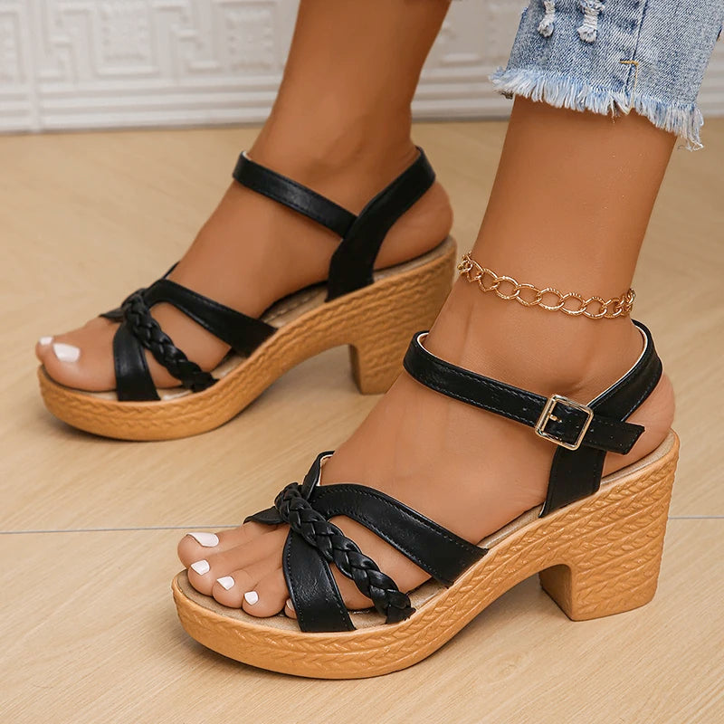 Braided High Heel Sandals