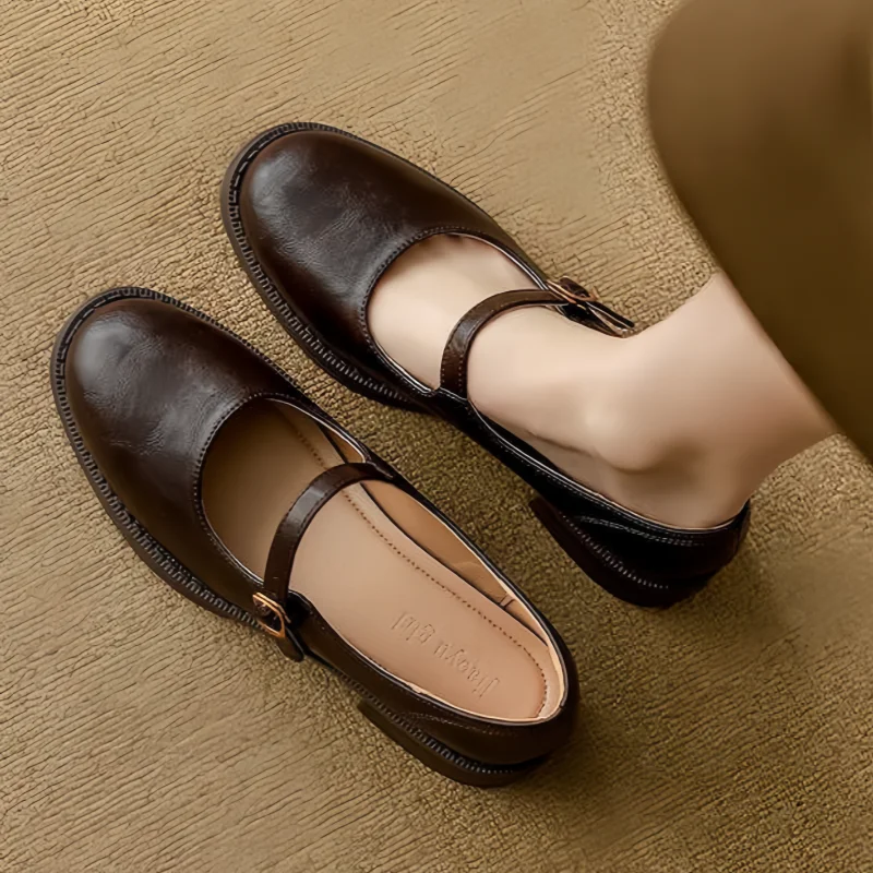 Round Toe Low Heel Mary Janes