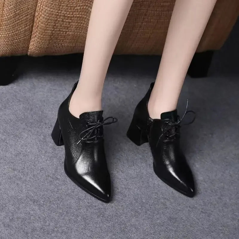 New Pointed Toe Thick Heel Shoes