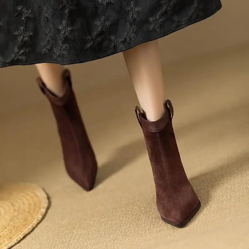 Soft Suede Vintage Ankle Shoes
