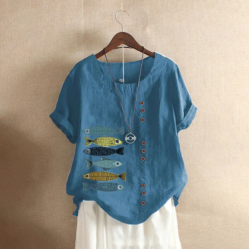 Button Printed T-shirt