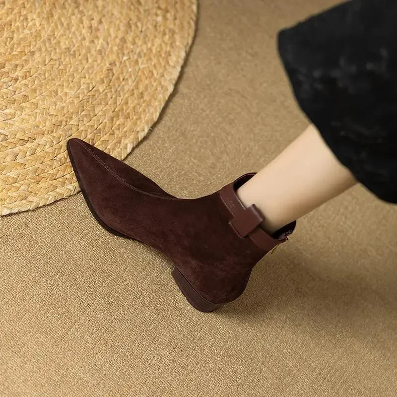 Soft Suede Vintage Ankle Shoes