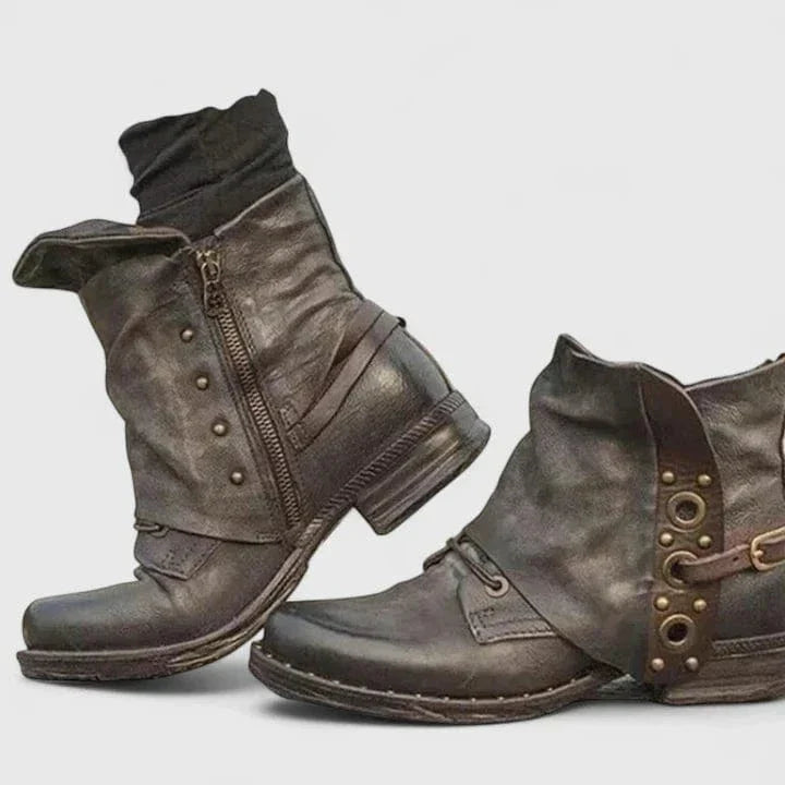 Zipped Rivet Boots