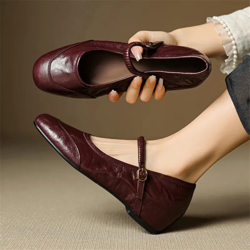 Round Toe Buckle Flats