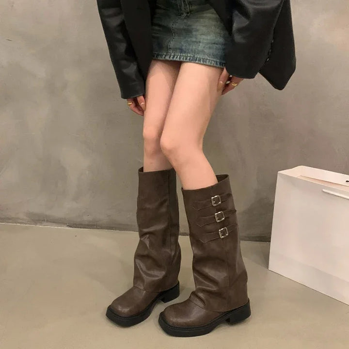 Retro Style Knee High Boots