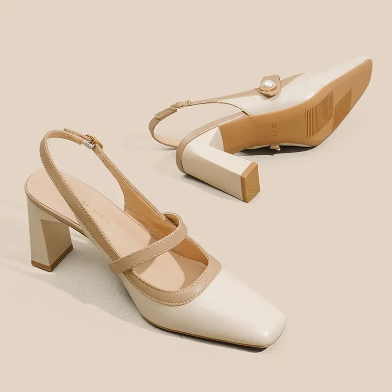 Vintage French Square Head Single Shoes