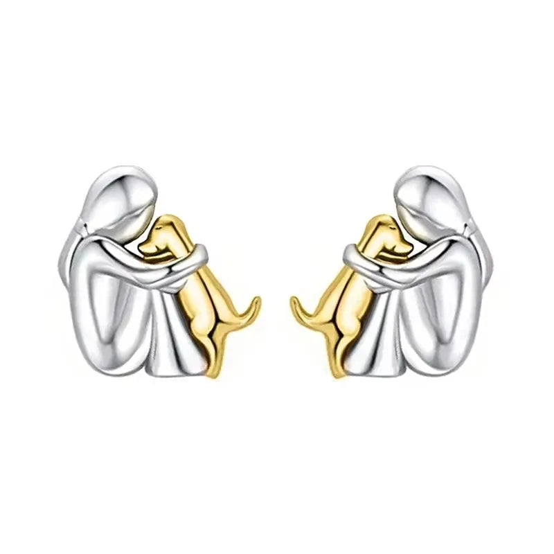 Two Tone Cute Dog Earrings