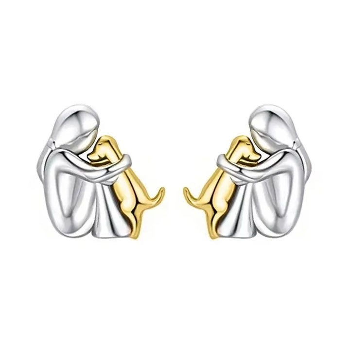 Two Tone Cute Dog Earrings