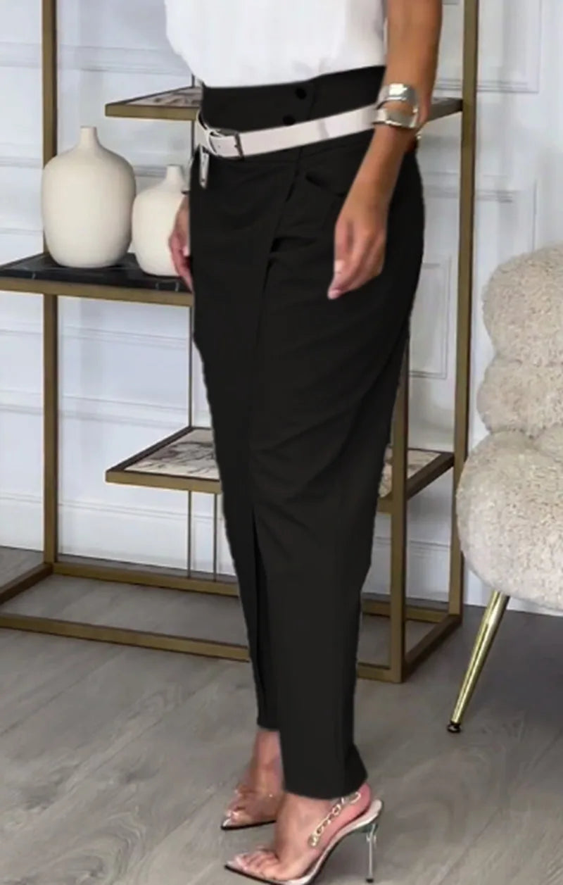 Asymmetrical High Waisted Suit Pants
