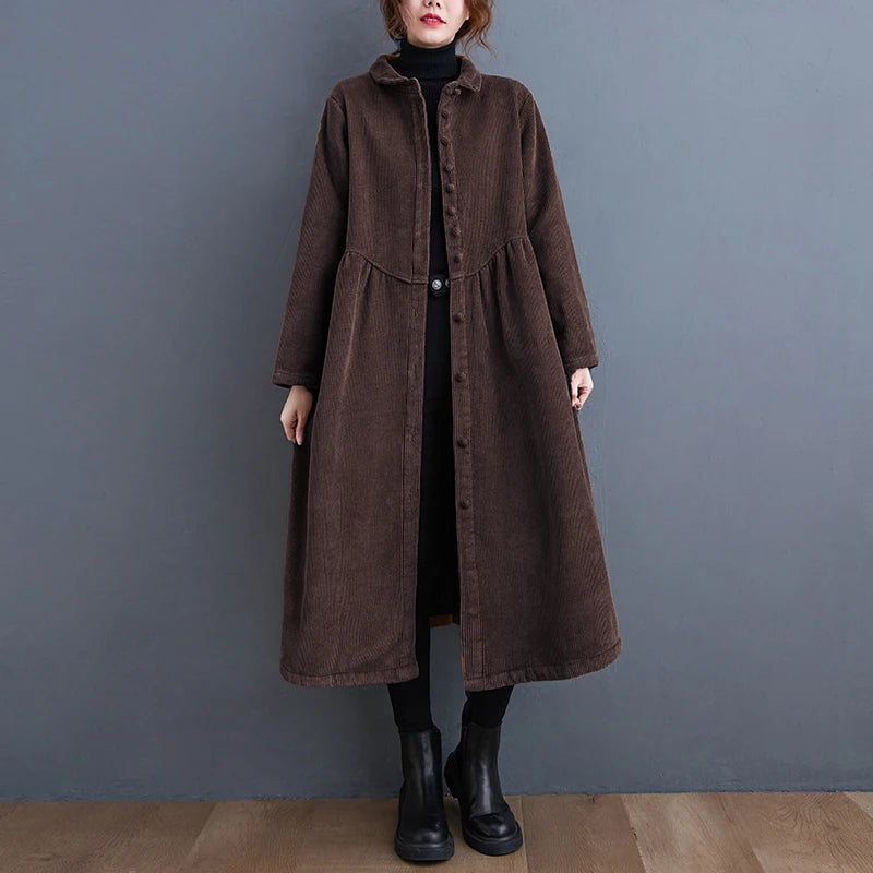 Corduroy Casual Long Women's Jacket