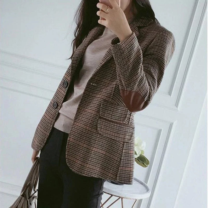 Patch Elbow Patchwork Women Classic Blazer