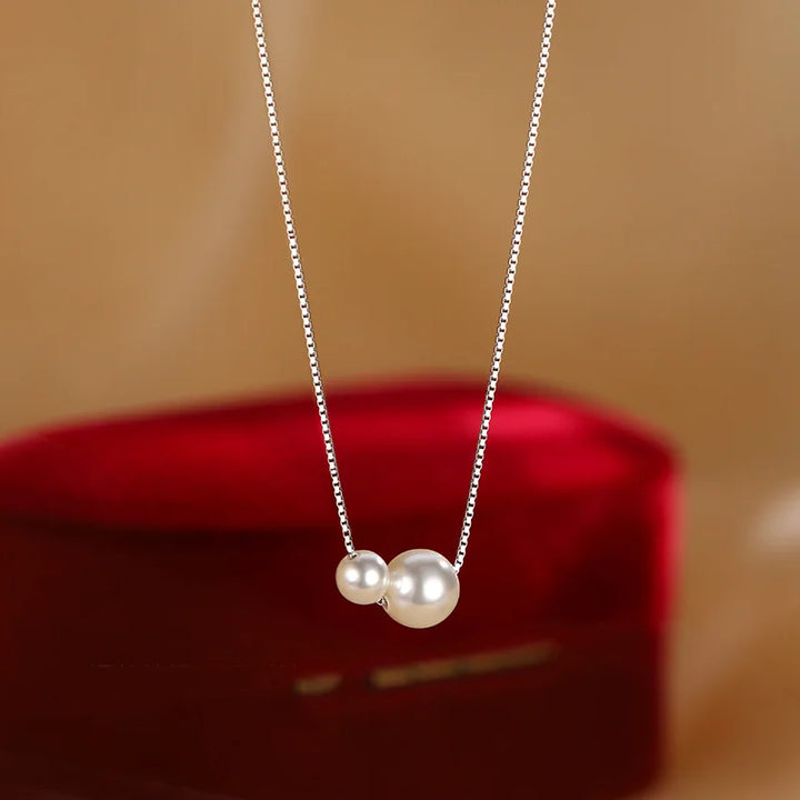 Two Pearl Necklace Pendant for Women