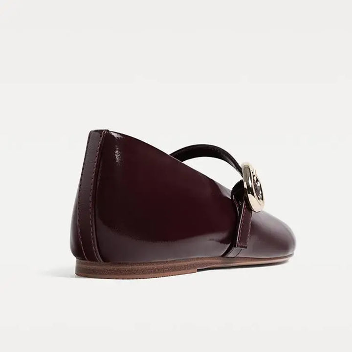 Red Buckle Strap Shoes