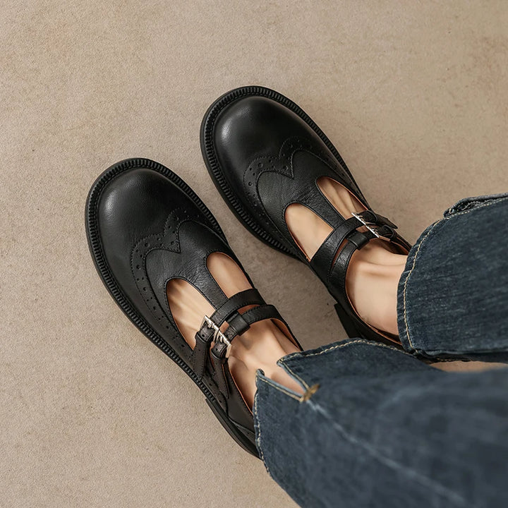 Ankle Strap Brogue Mary Janes Shoes