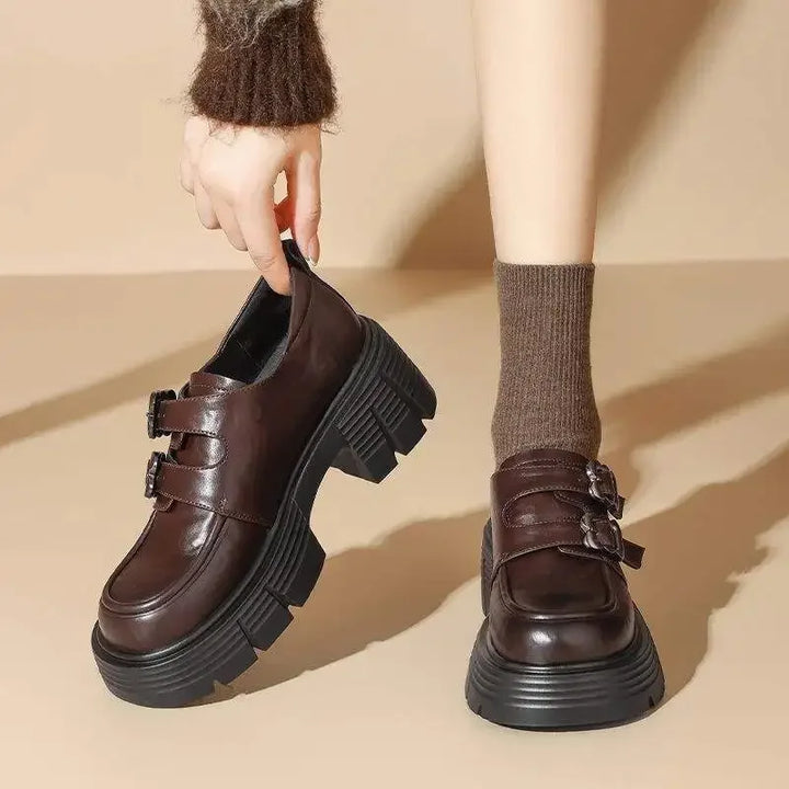 French Style Thick Heel Single Shoes