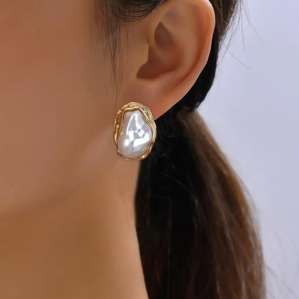 Baroque Pearl Stud Earrings for Women