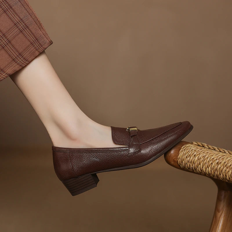 Square Toe Chunky Heel Shoes