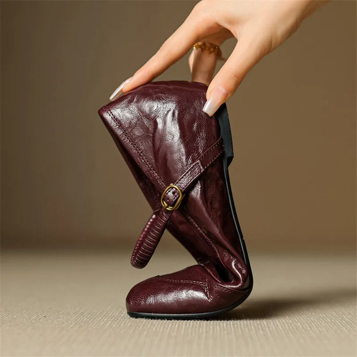 Round Toe Buckle Flats