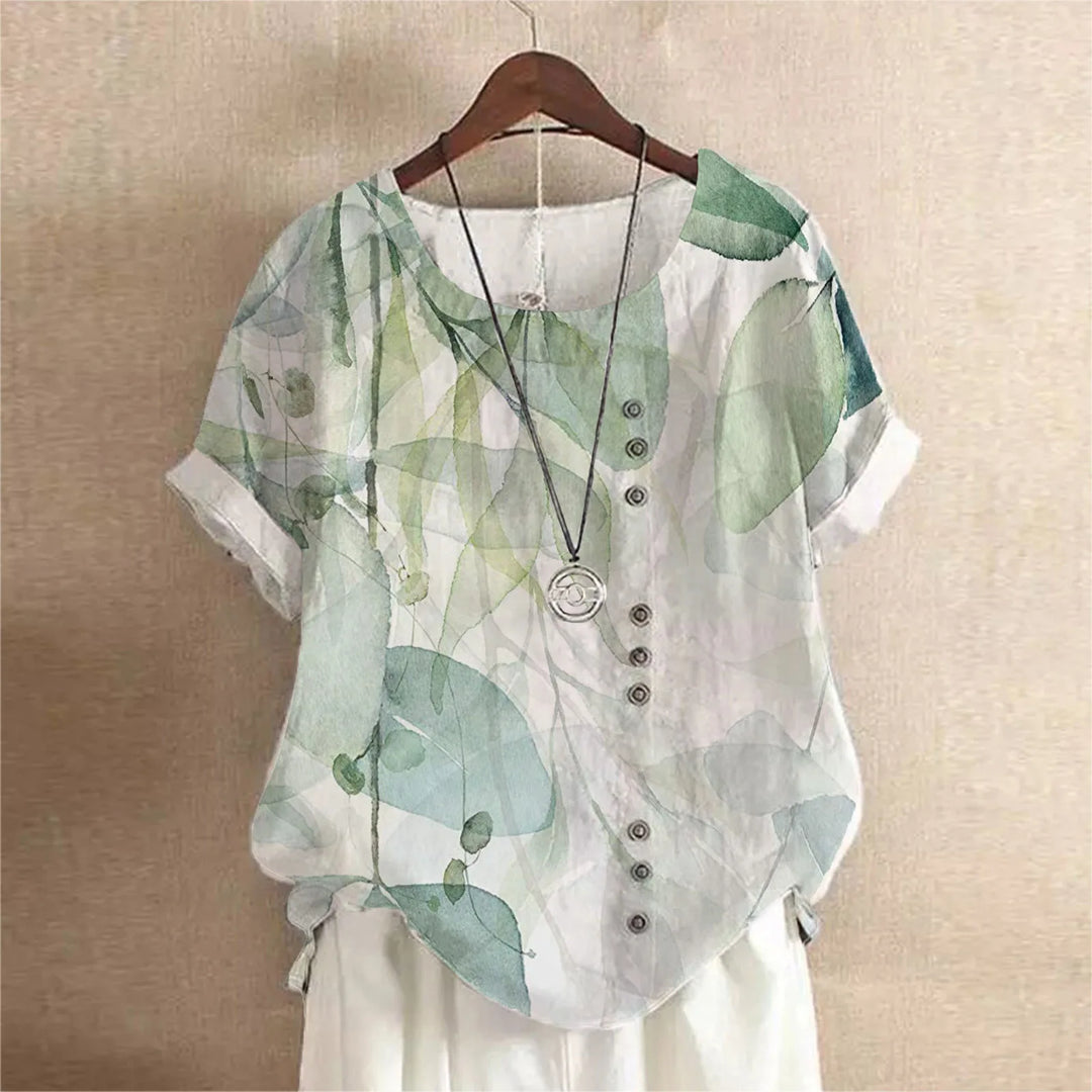 Retro White Printed Blouse