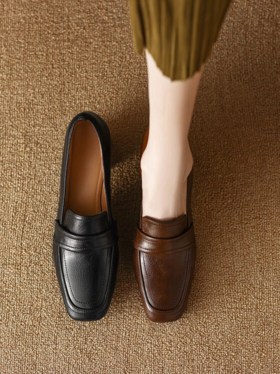 Mid Heel Retro Loafers