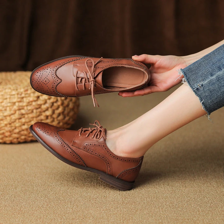 Low Heel Block Oxford Shoes