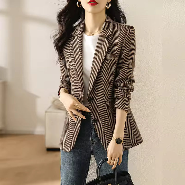 Women Stripe Formal Blazer