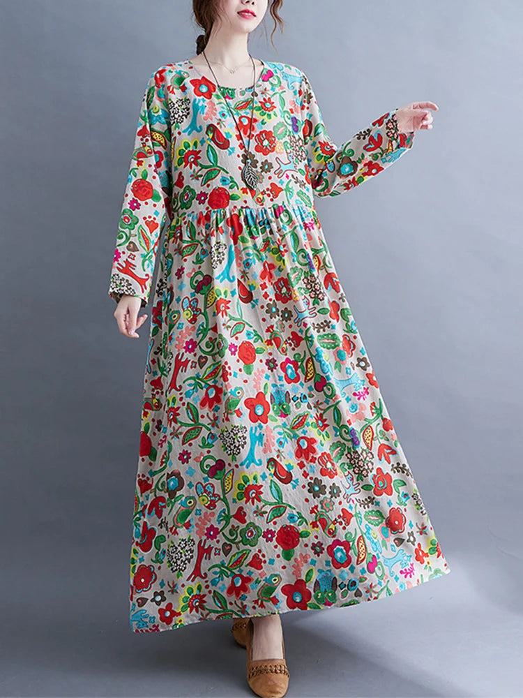 O-neck Vintage Dress