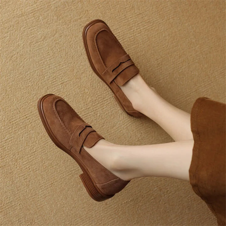Round Toe Chunky Heel Loafers