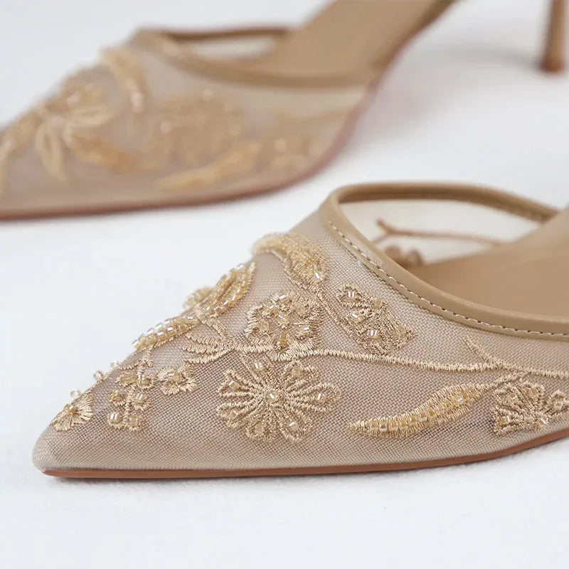 Embroidered Heeled Sandals