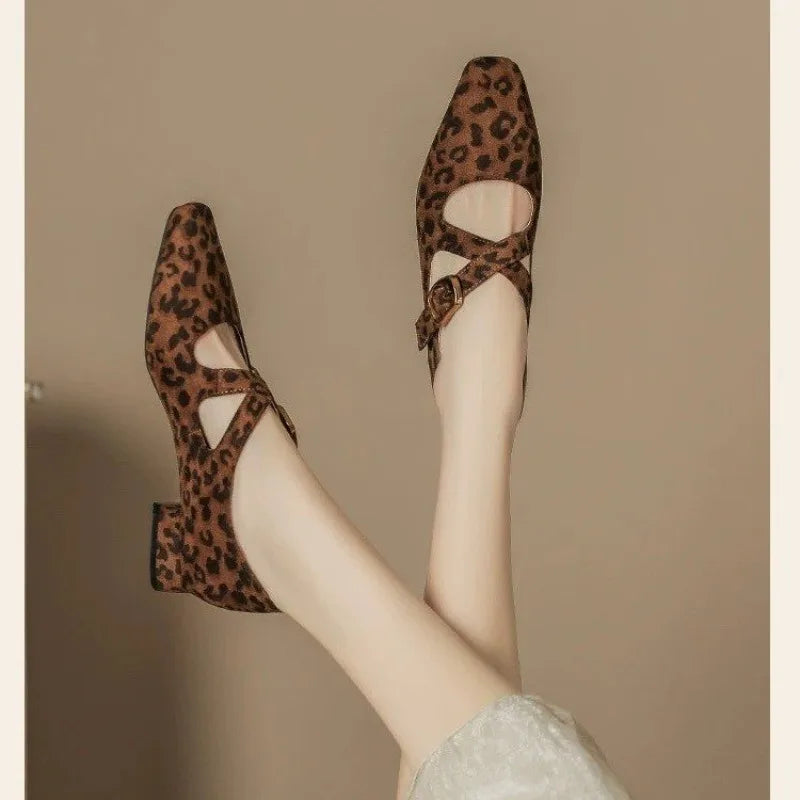 Low Heel Design Buckle Loafers