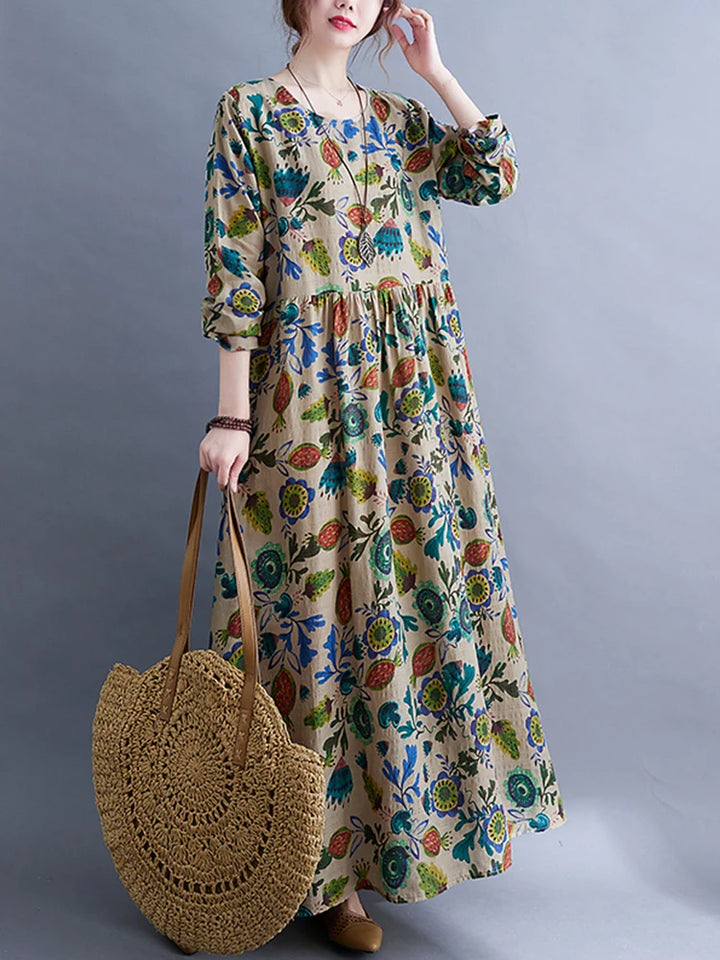 O-neck Vintage Dress