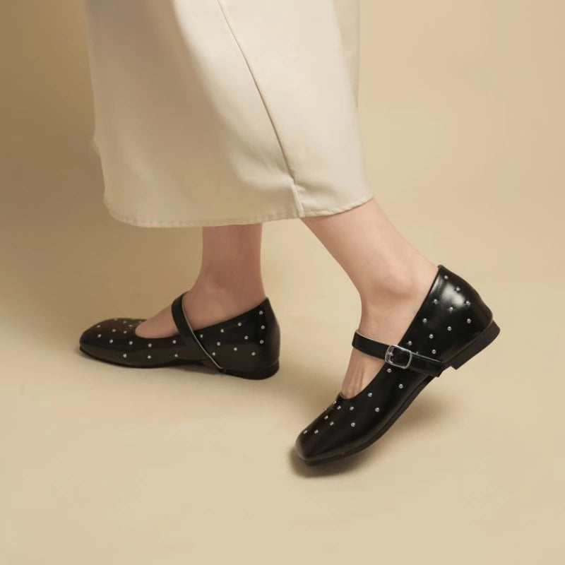 Studded Buckle Strap Mary Janes