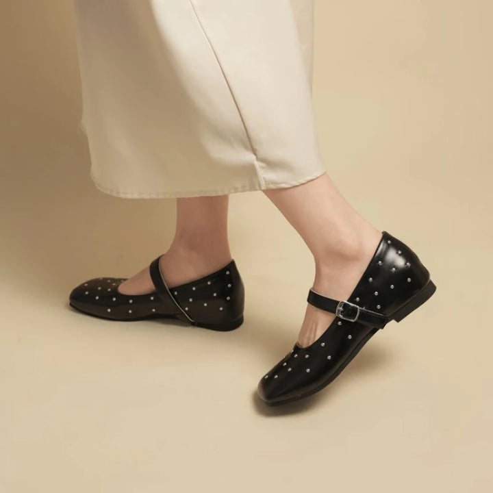 Studded Buckle Strap Mary Janes