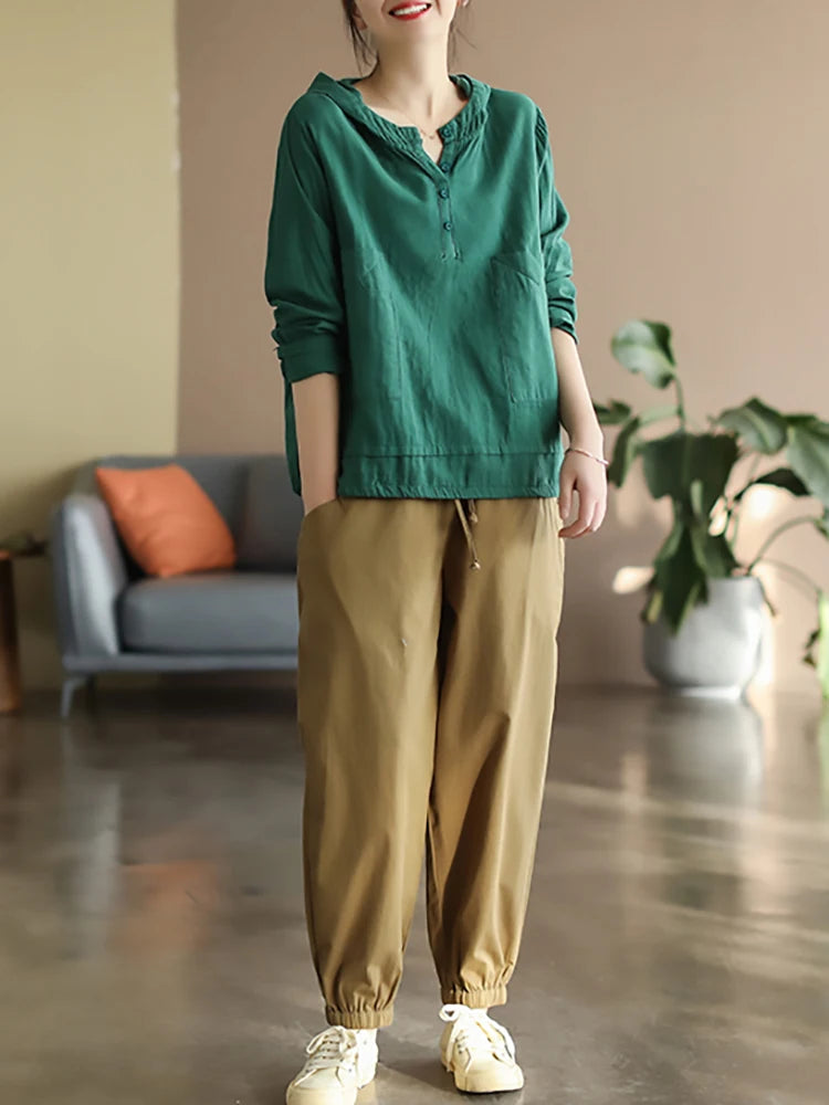 Linen Hooded Shirt