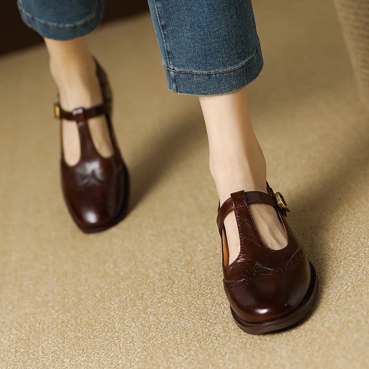 Round Toe Chunky Heel Retro Mary Janes