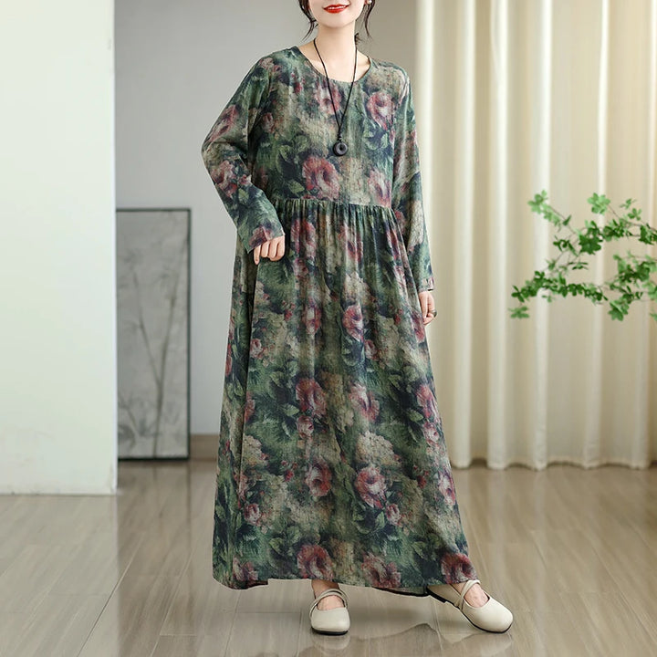 Retro Round Neck Women Dress