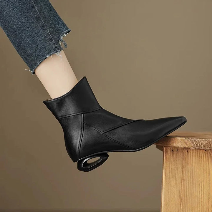 Retro French Pointed Toe Ankle Boots