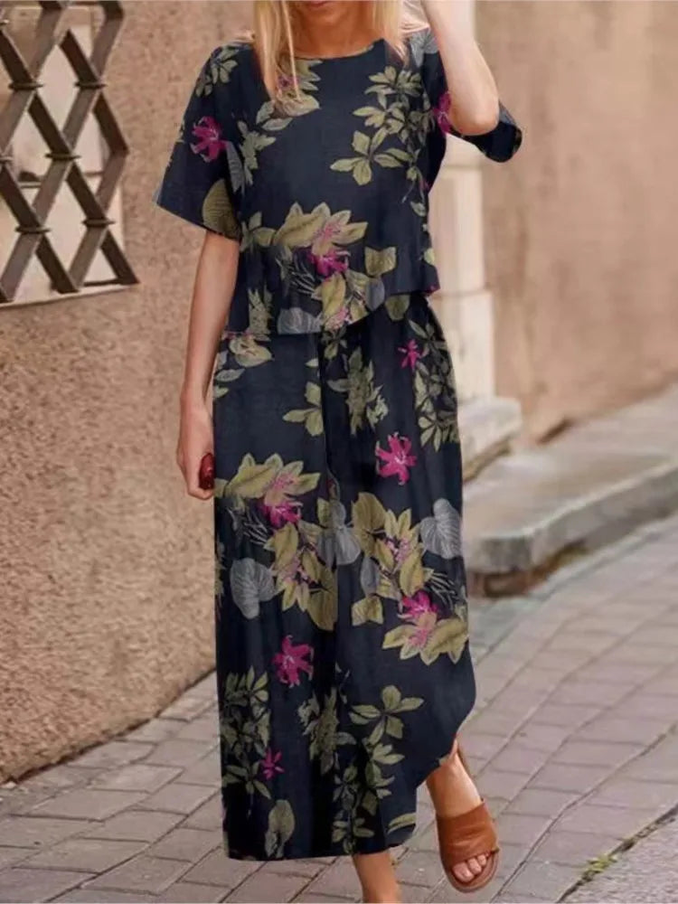 Linen Floral Two-piece Set