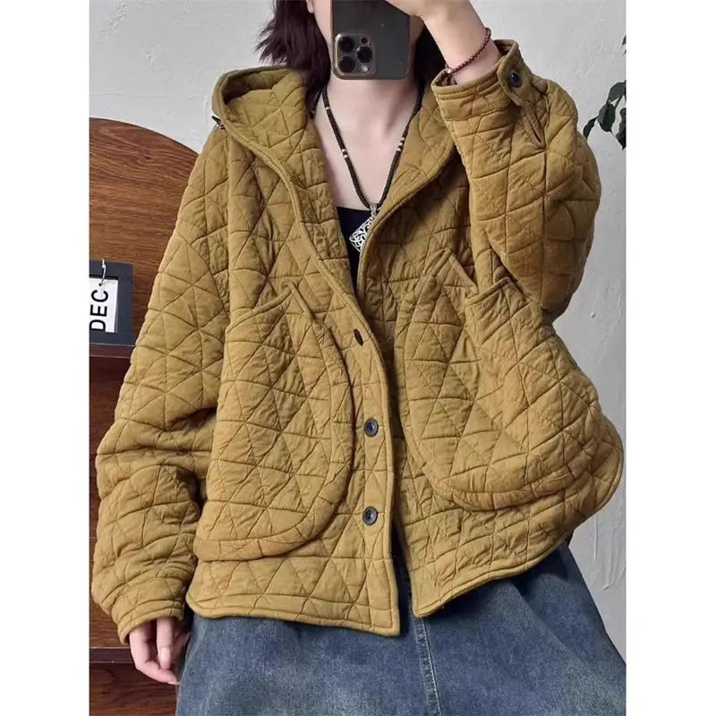 Loose Hooded Quilted Jacket