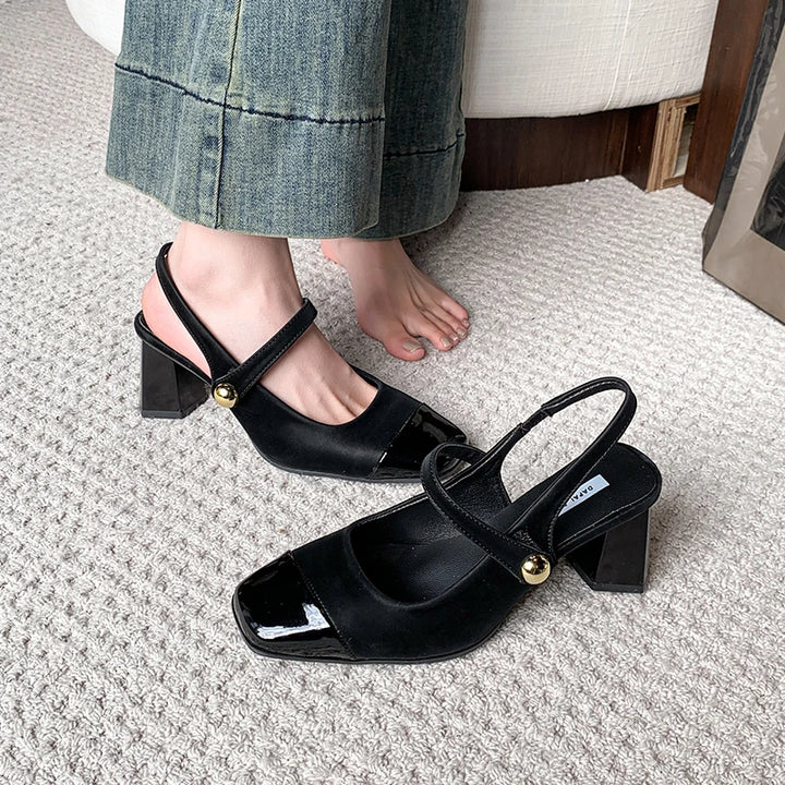 Square Heel Buckle Shoes