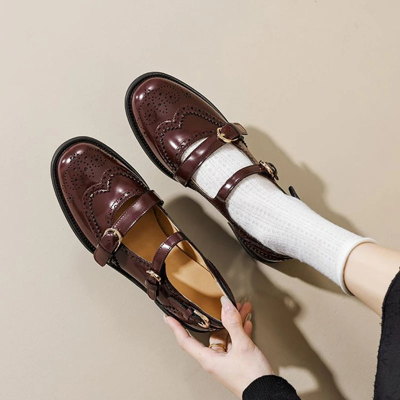 Round Toe Chunky Heel Shoes