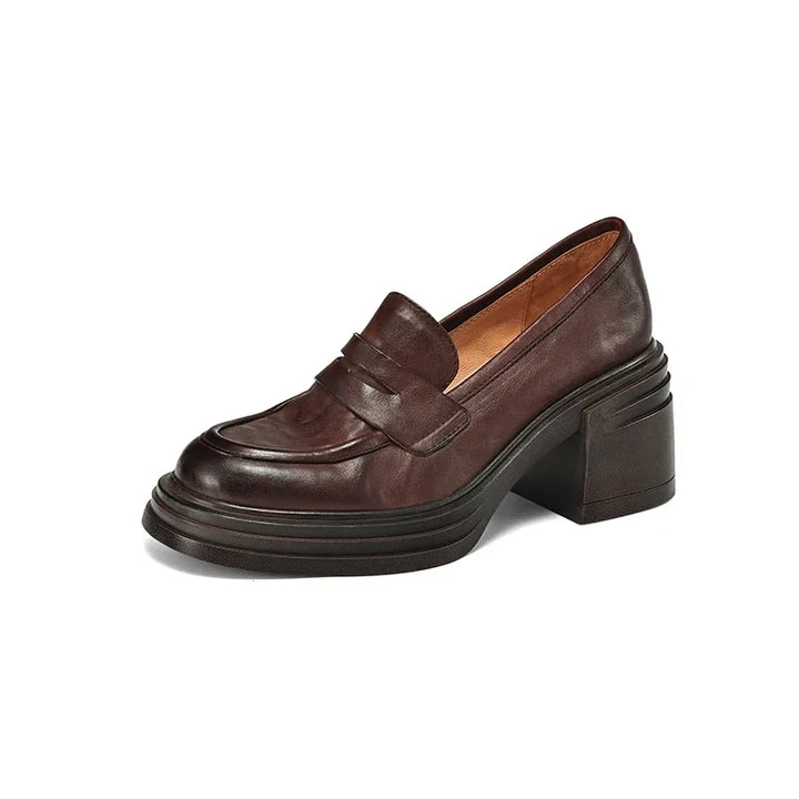 Retro Thick Heeled Woman Shoes