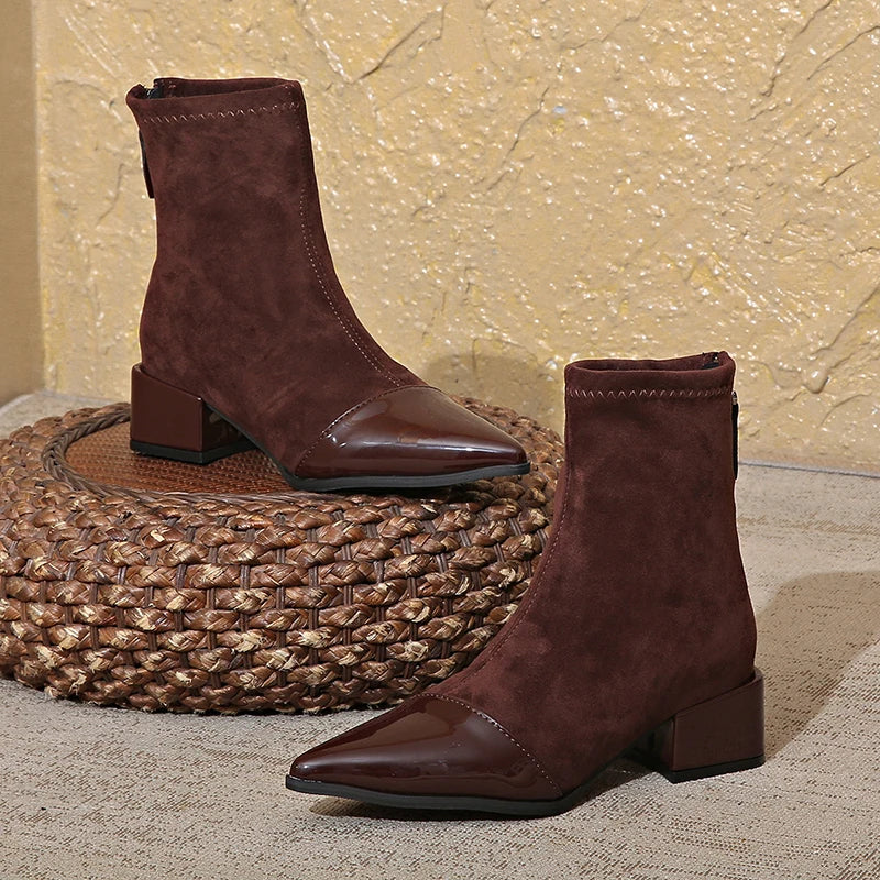 Pointed Toe Low Heel Boots