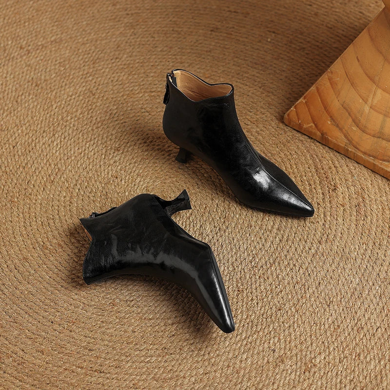 Vintage Pointed Toe Women Ankle Boots