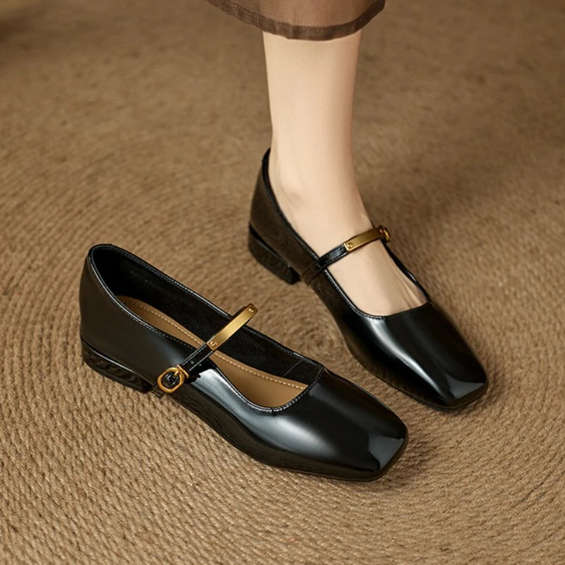 Retro Buckle Burgundy Mary Jane Shoes