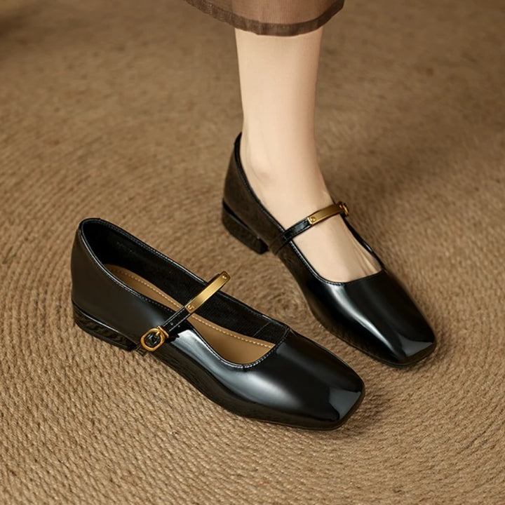 Retro Buckle Burgundy Mary Jane Shoes