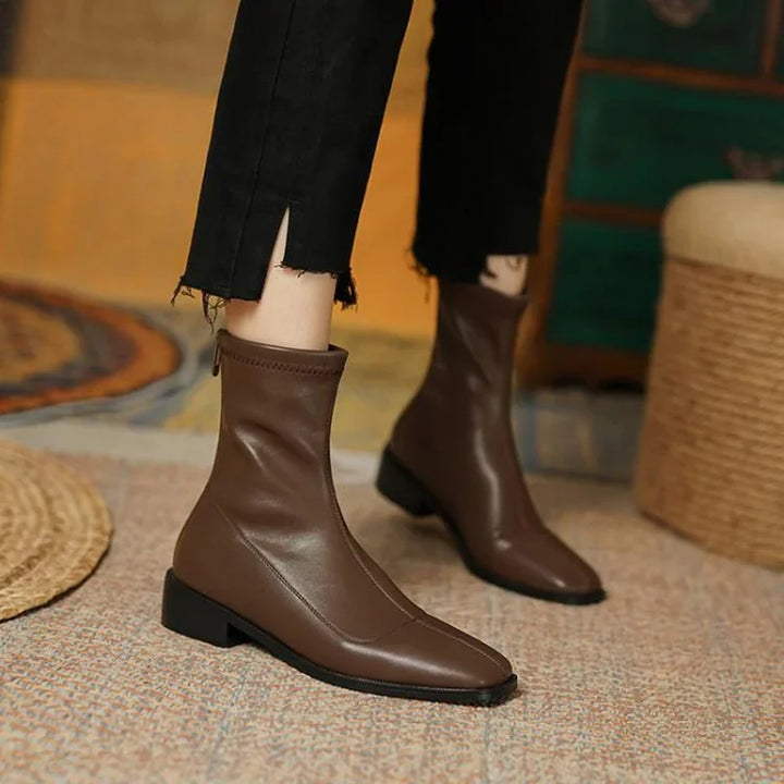 Designer Vintage Square Toe Ankle Shoes