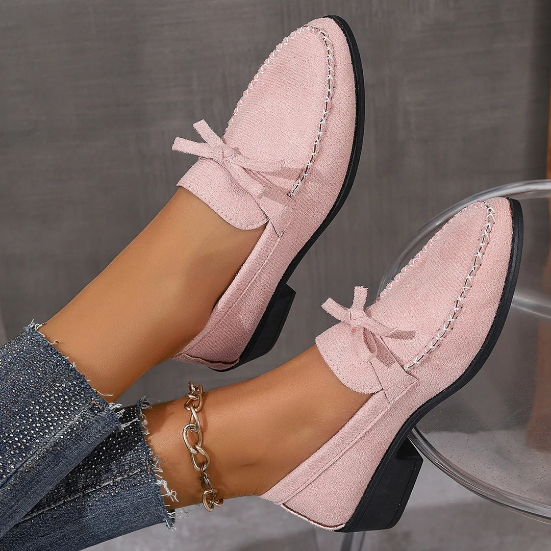 Block Heel Pointed Loafers
